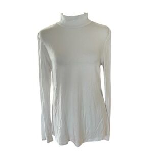 Tahari NWT Long Sleeve Mock Turtleneck Jersey Womans Sz L White